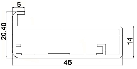 Профіль рам. TLEM MINI (Inox LR) 45х21, L=5000мм, інокс браш пол. (оповитий зах. плівк.)   